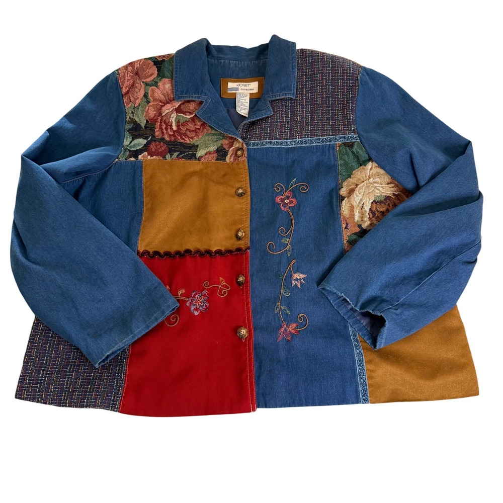 Vintage Koret City Blues Floral Patchwork Denim Jacket